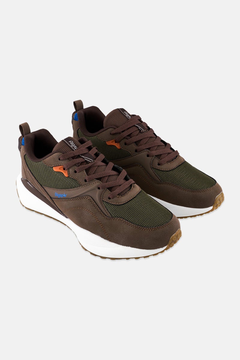 Algspar Men Brand Logo Lace Up Hiking Shoes, Multicolor - Image 1