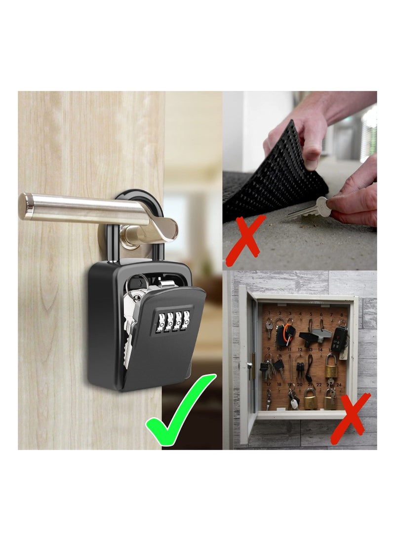 Key Safe, Portable Lock Box for Keys Outdoor with Removable Shackle, Hangable Combination Key Lock Box for Home Office Garage School, Free of Installation - Image 2