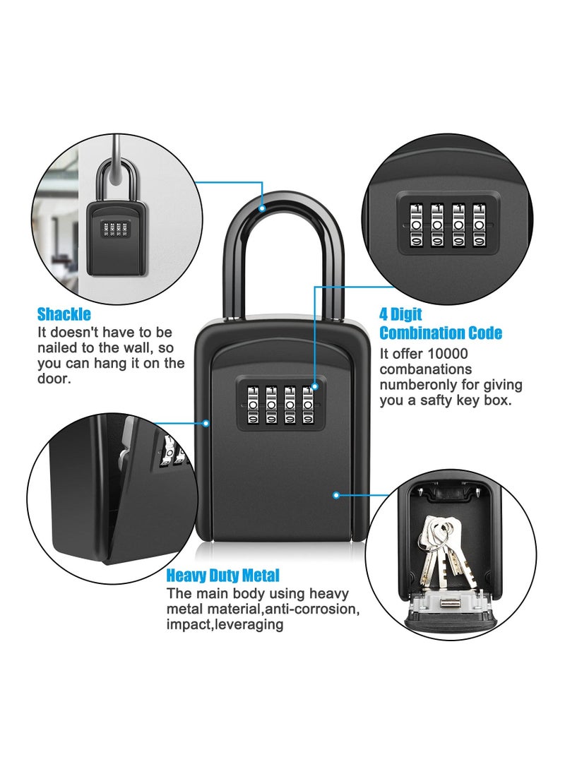 Key Safe, Portable Lock Box for Keys Outdoor with Removable Shackle, Hangable Combination Key Lock Box for Home Office Garage School, Free of Installation - Image 4