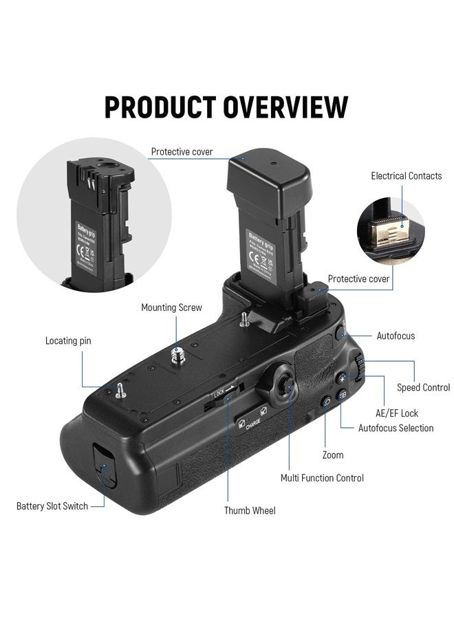 NEEWER Battery Grip Replacement for BG-R10 Compatible with Canon EOS R5 R5C R6 R6 Mark II Mirrorless Cameras, Powered by LP-E6/LP-E6N/LP-E6NH Batteries for Stable Vertical Shooting - Image 3