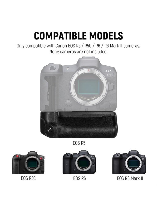 NEEWER Battery Grip Replacement for BG-R10 Compatible with Canon EOS R5 R5C R6 R6 Mark II Mirrorless Cameras, Powered by LP-E6/LP-E6N/LP-E6NH Batteries for Stable Vertical Shooting - Image 2