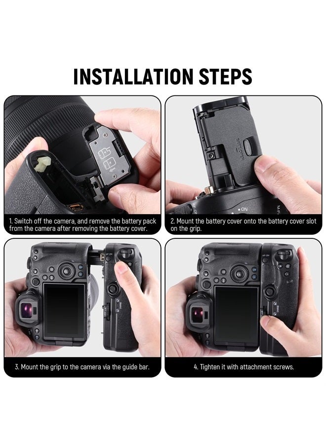 NEEWER Battery Grip Replacement for BG-R10 Compatible with Canon EOS R5 R5C R6 R6 Mark II Mirrorless Cameras, Powered by LP-E6/LP-E6N/LP-E6NH Batteries for Stable Vertical Shooting - Image 4