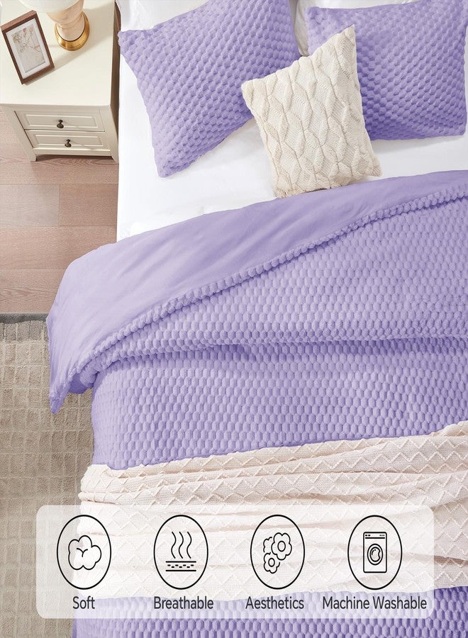 BEDELITE Fluffy Queen Comforter Set - Light Purple Fleece Soft Comforter for Queen Size Bed, Luxury Warm Bedding Set for Winter, Fuzzy Bed Set 3 Pieces (1 Comforter, 2 Pillowcases) - Image 3