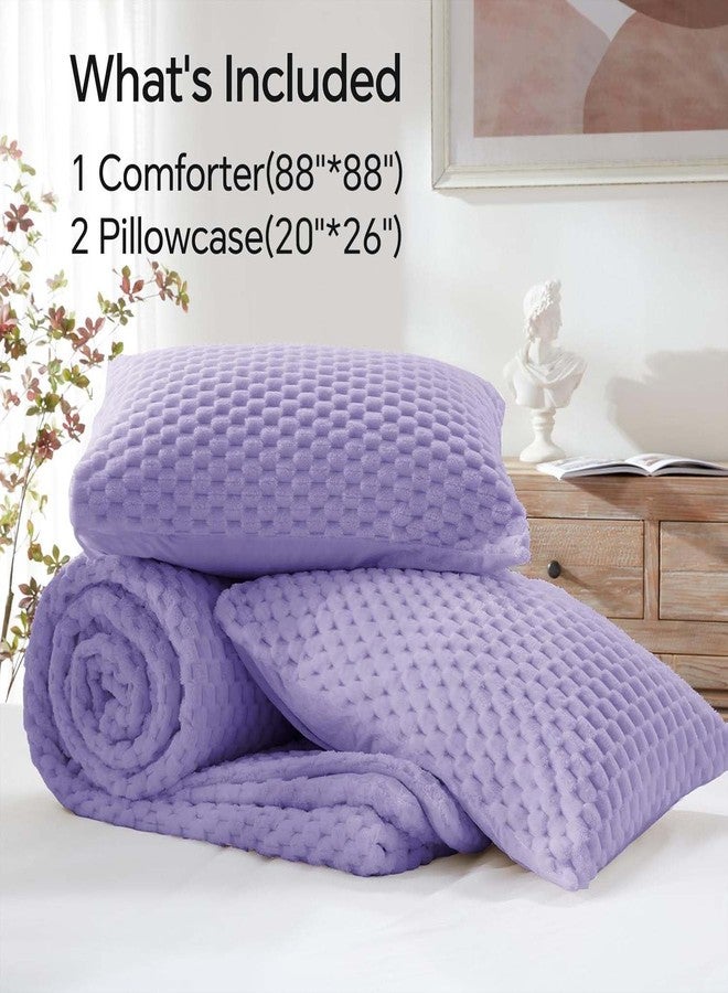 BEDELITE Fluffy Queen Comforter Set - Light Purple Fleece Soft Comforter for Queen Size Bed, Luxury Warm Bedding Set for Winter, Fuzzy Bed Set 3 Pieces (1 Comforter, 2 Pillowcases) - Image 4