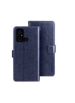 Case Cover For Xiaomi Poco C55/Redmi 12C/Redmi 11A idewei Crazy Horse Texture Leather Phone Case with Holder Blue