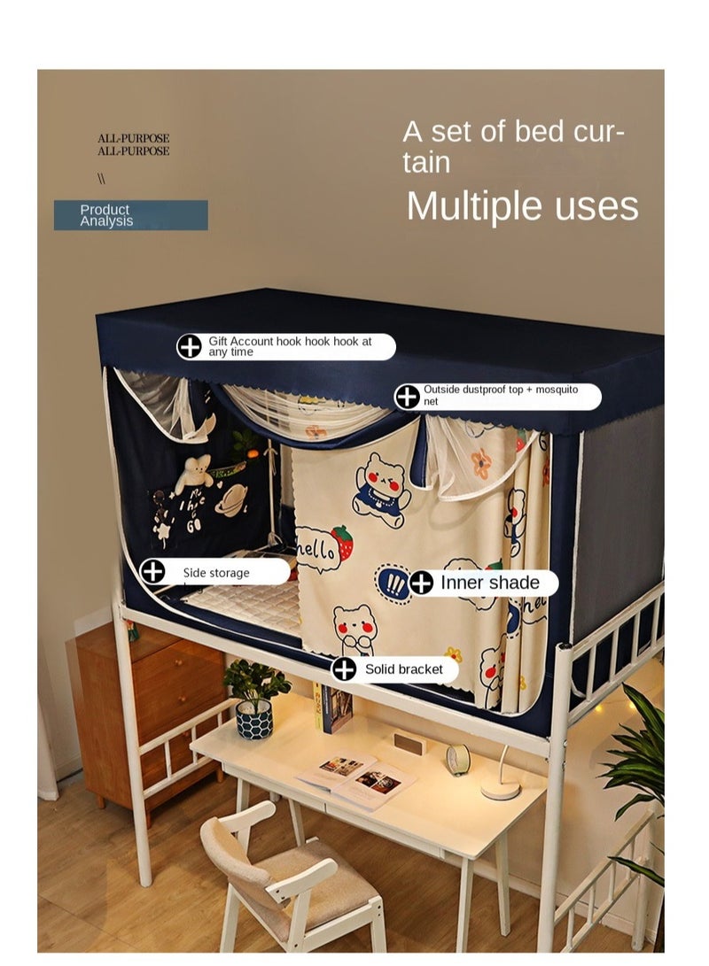 Dorm Bunk Bed Curtain Printed Blackout Single Bed Tent Drapes Student Cloth Shading Bed Canopy Spread Enclosure Mosquito Net Sleep Privacy Protection Net Home Bunk Bed Screen  - Image 3