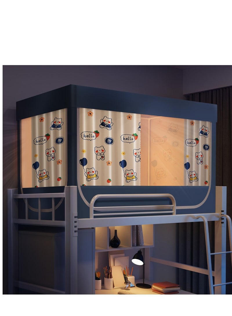 Dorm Bunk Bed Curtain Printed Blackout Single Bed Tent Drapes Student Cloth Shading Bed Canopy Spread Enclosure Mosquito Net Sleep Privacy Protection Net Home Bunk Bed Screen  - Image 1