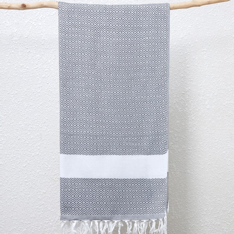 Turkish Diamond Jacquard Blanket, Polycotton Solid Large Bath Towel, Cotton Linen Beach Throw