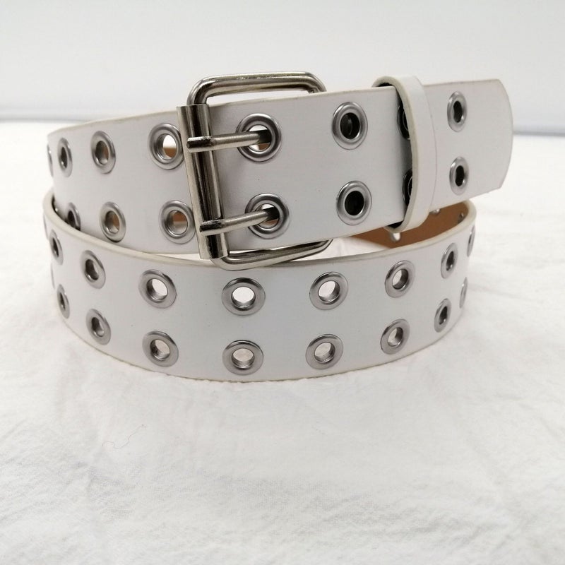 Fashion Double-Pin Buckle Baotou Belt Women'S Accessories Girl'S White Air Eye Belt Jeans Double-Empty Buckle Belt Student - Image 3
