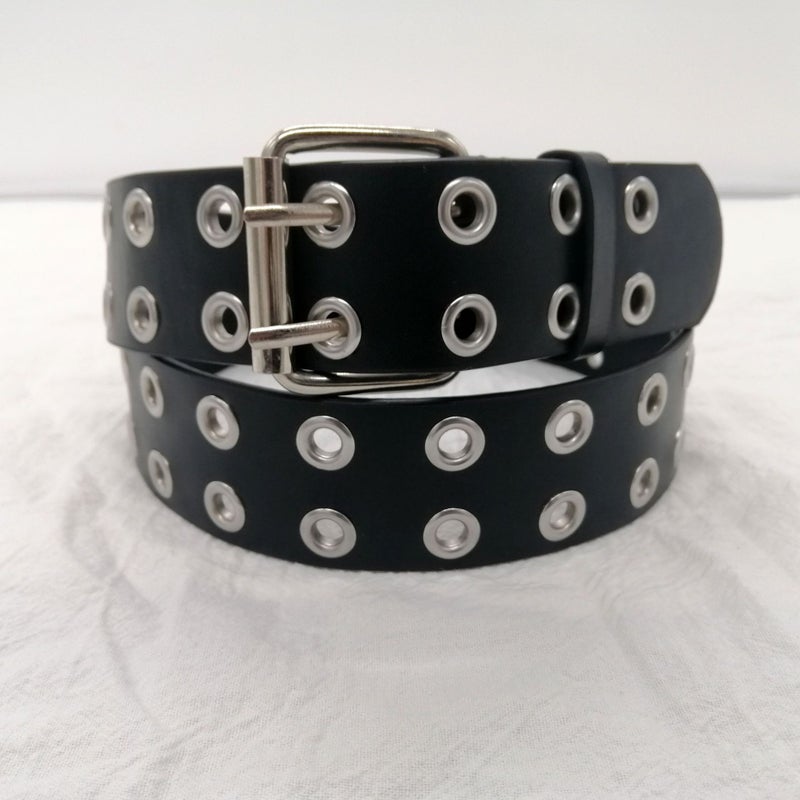 Fashion Double-Pin Buckle Baotou Belt Women'S Accessories Girl'S White Air Eye Belt Jeans Double-Empty Buckle Belt Student - Image 2