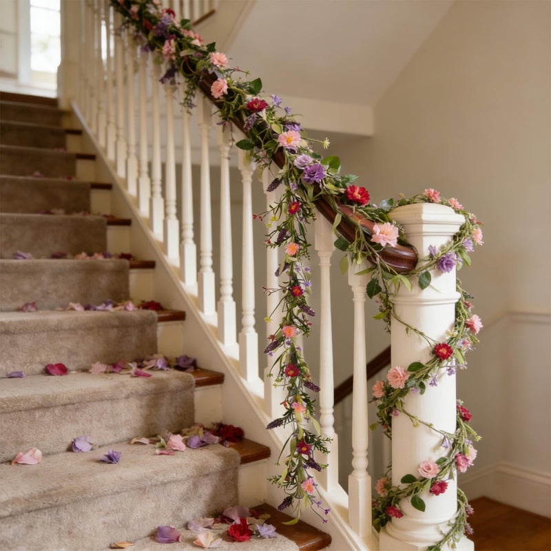idyllic 6ft 2PCS Spring Pink Lavender Vine Garland Artificial Flower Decor for Front Door Mantel Table Stair Railing Window Porch Indoor Outdoor Home Decor - Image 4