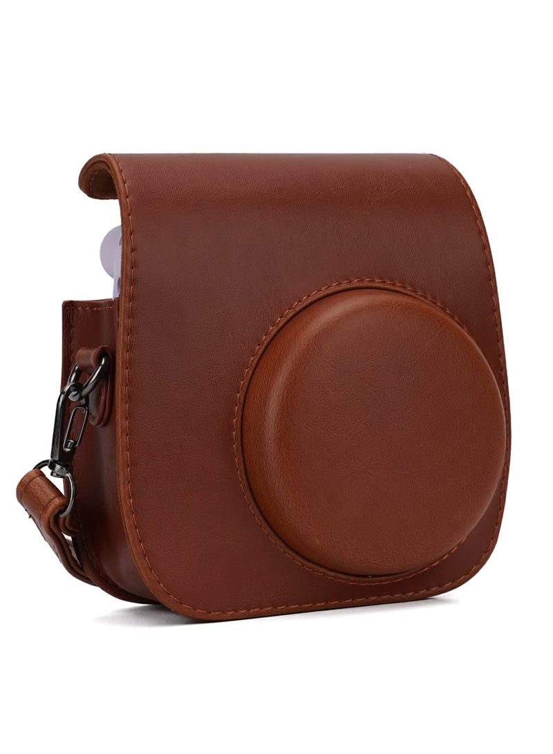 SYOSI Instant Camera Case Compatible with for Fujifilm Instax Mini 11/9/8/8+ PU Leather Bag with Pocket and Adjustable Shoulder Strap Mini Photo Album (Brown) - Image 2