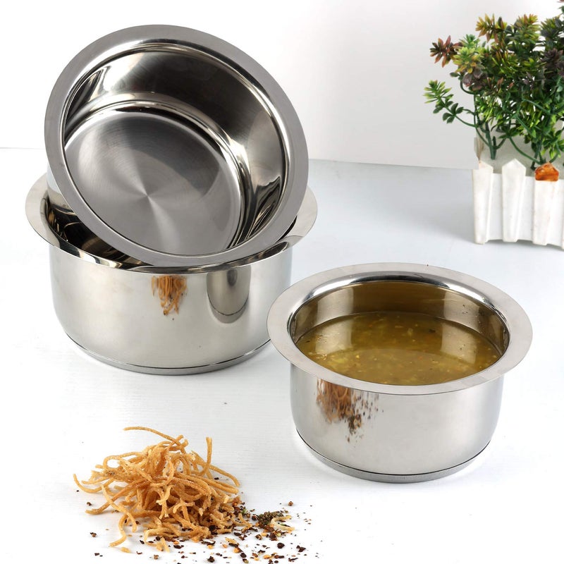 VINOD Vinod Kitchen in The Box Stainless Steel Cookware Combo Set of 25 Pcs | Multipurpose Kitchen Set for Cooking | Bartan/Donga Set | Induction and Gas Base- Silver  - Image 4