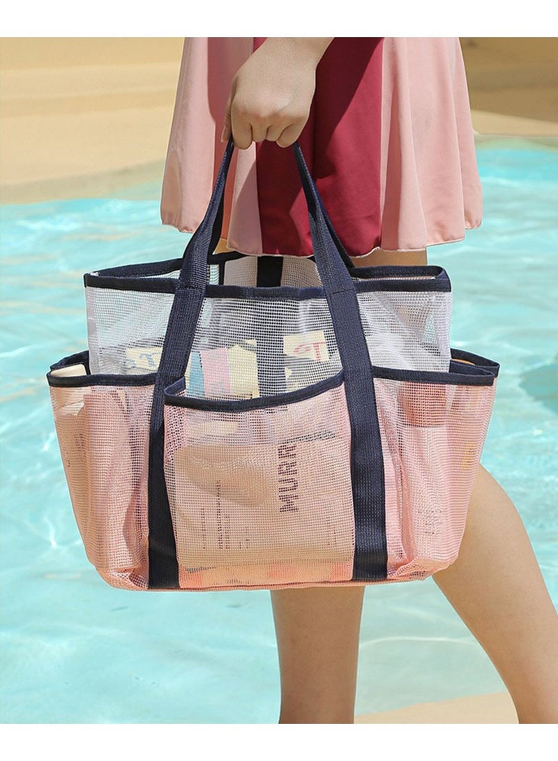 Large Mesh Beach Bag, Foldable Lightweight Sandproof Quick Dry Swim Tote Bag for Swimming, Beach, Pool, Gym - Image 1