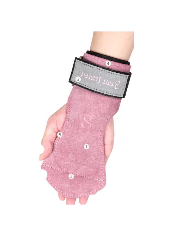 tmt Leather Fitness Gloves With Palm Protection, Barbell Deadlift Grip, Pull-Up Bar, Non-Slip, Two-Pair Set - Image 2