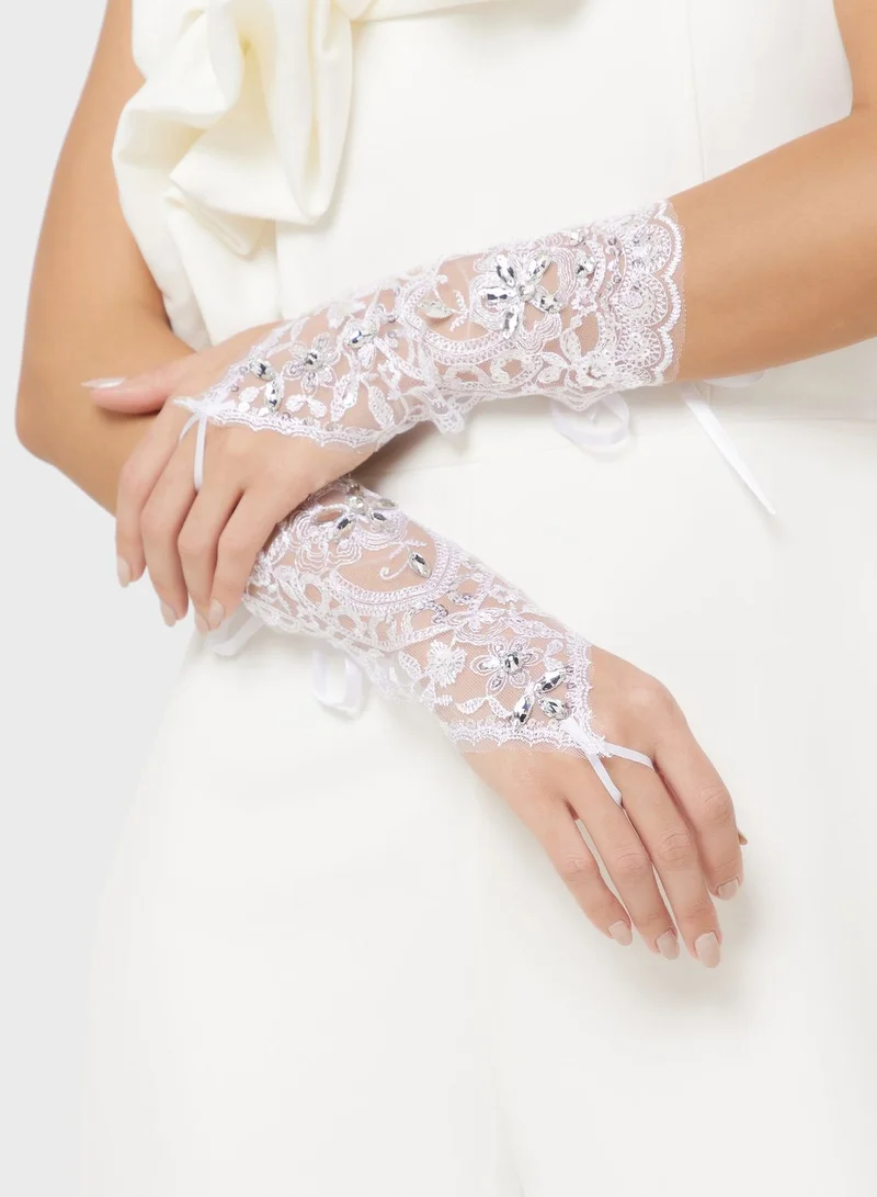 ELLA Embellished Short Dressy Gloves