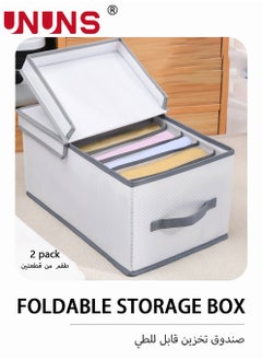 UNUNS 2 Pack Foldable Cube Storage Bin ,Collapsible Covered Storage Boxes For Clothes Storage In Closet,Easy To Carry,Wardrobe Clothes Organizer  - Image 2