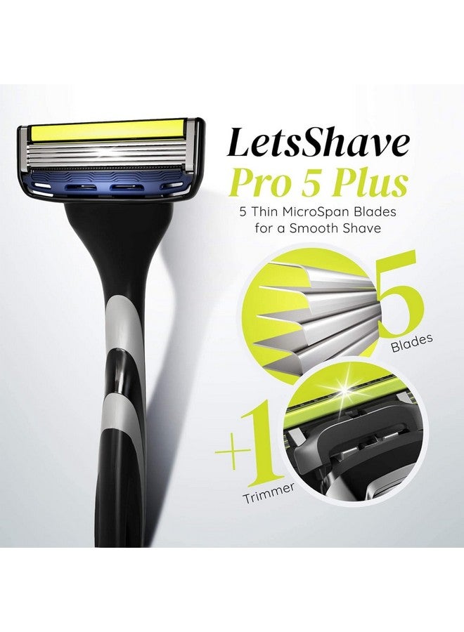 LetsShave Pro 5 Plus Manual Shaving Razor Blades Refills (Cartridge), Pack Of 4, World'S First Curved Blade With Vitamin E & Argan Oil Lubricating Strip, Blades For Men - Image 2