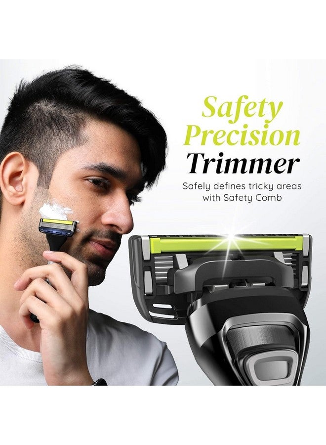 LetsShave Pro 5 Plus Manual Shaving Razor Blades Refills (Cartridge), Pack Of 4, World'S First Curved Blade With Vitamin E & Argan Oil Lubricating Strip, Blades For Men - Image 3