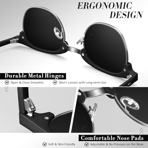 LINVO Polarized Semi Rimless Sunglasses for Men Women, Mens Sunglasses Classic Retro Shades Half Frame Driving Sun Glasses UV Protection - Image 4