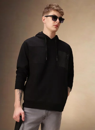 دينيس لينغو سويت شيرت رجالي أسود بوليستر بقصة عادية