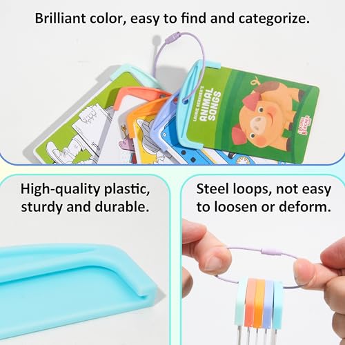 Viotiin 20 Pcs Reusable Plastic Card Holders for Yoto Cards with 6 Ring Loops, Portable Card Holder for Yoto Mini Player Audio Cards, Kids Travel Carrier, Yoto Accessory Organizer Storage Set - Image 5
