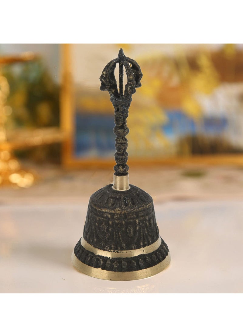 SYOSI Antique Hand Bell, Retro Call Bell Antique Hand Bell Hand Sleigh Bells Bronze Dinner Bell Decorative Bells Service Bell Feng Shui Instrument Home Decor  - Image 2