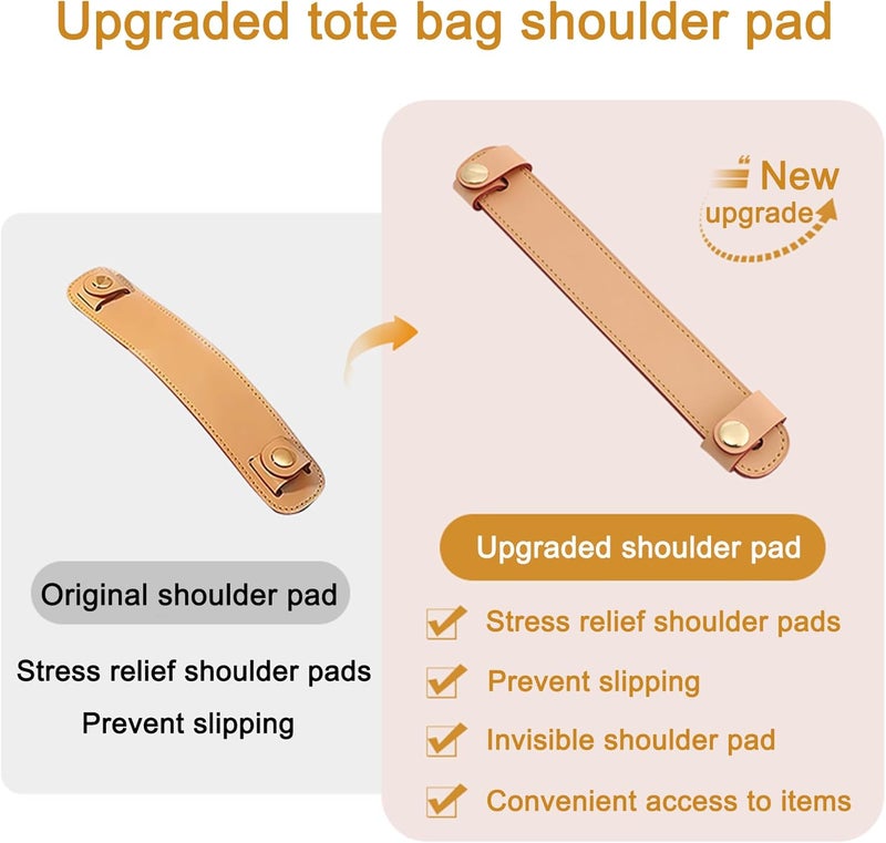 Doxo Upgraded Leather Shoulder Strap Pad for Handbags,Suitable for Lv Neverfull PM MM GM or C.oach City 30 33 Tote Bags And More, Beige, 7.5"x1.2" - Image 5