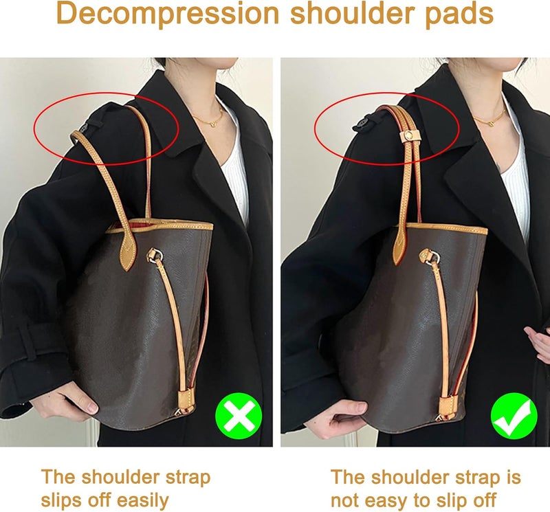 Doxo Upgraded Leather Shoulder Strap Pad for Handbags,Suitable for Lv Neverfull PM MM GM or C.oach City 30 33 Tote Bags And More, Beige, 7.5"x1.2" - Image 4