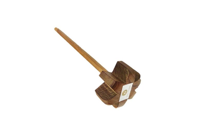 ARMAN SPOONS Believe in Quality Teak Wood MathaniJharniWhisksWhisk BeaterRavai Handmade Wooden Mixer Small and Big Big - Image 3
