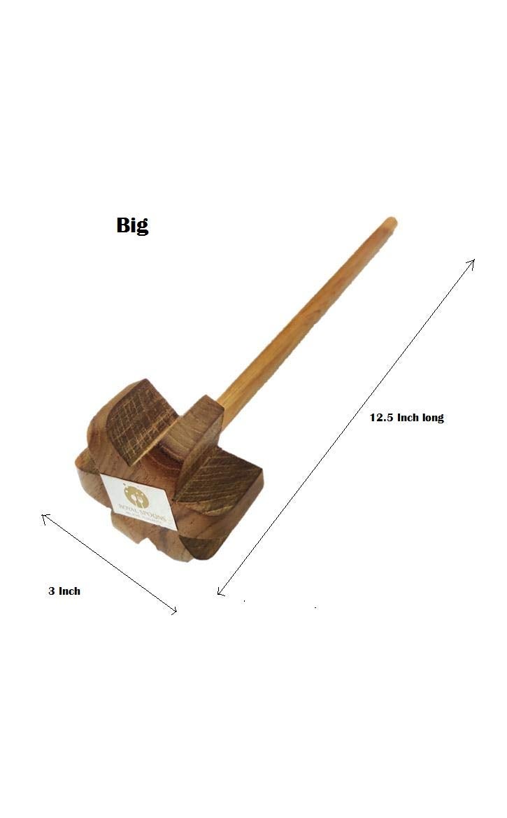 ARMAN SPOONS Believe in Quality Teak Wood MathaniJharniWhisksWhisk BeaterRavai Handmade Wooden Mixer Small and Big Big - Image 2
