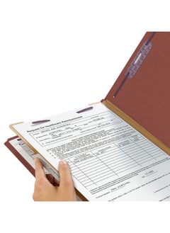 Smead Smead Pressboard Classification File Folder with SafeSHIELD Fasteners, 1 Divider, 2" Expansion, Legal Size, Red, 10 per Box (18775)  - Image 3