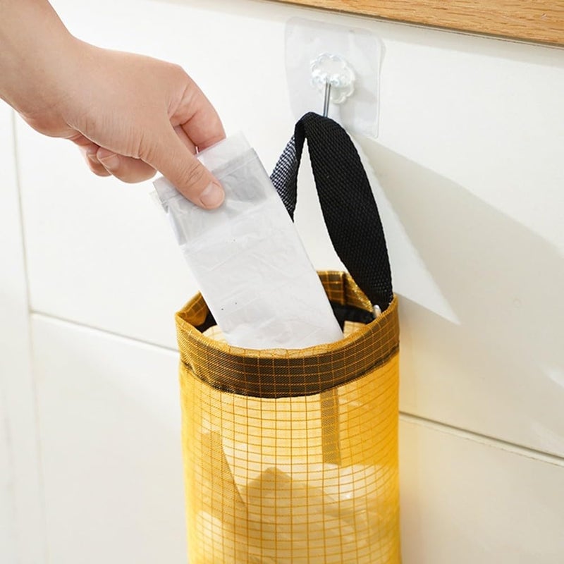 Yellow 3pcs Round Hanging Storage Bags for Kitchen Organization - Image 5