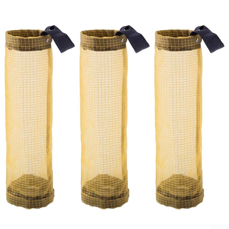 Yellow 3pcs Round Hanging Storage Bags for Kitchen Organization - Image 2
