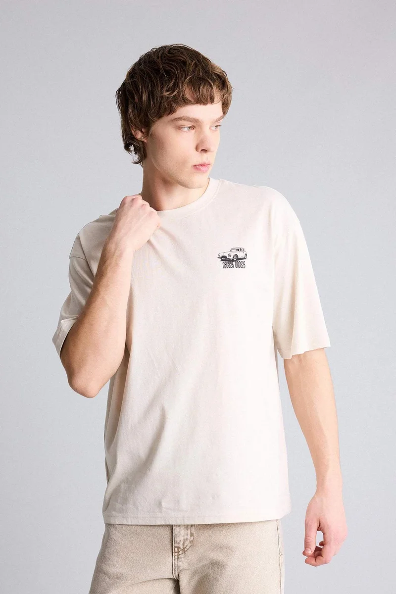 ديفاكتو Boxy Fit Printed Short Sleeve T-Shirt