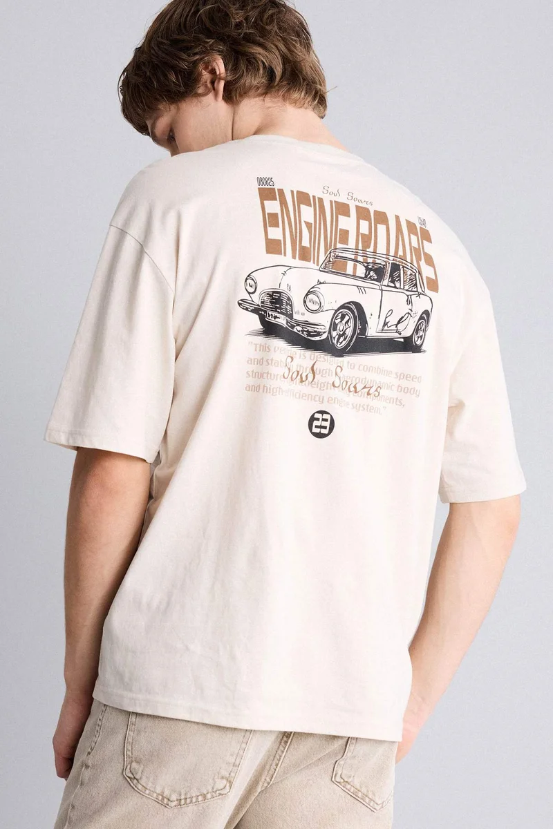 ديفاكتو 100% Cotton Boxy Fit Printed T-Shirt