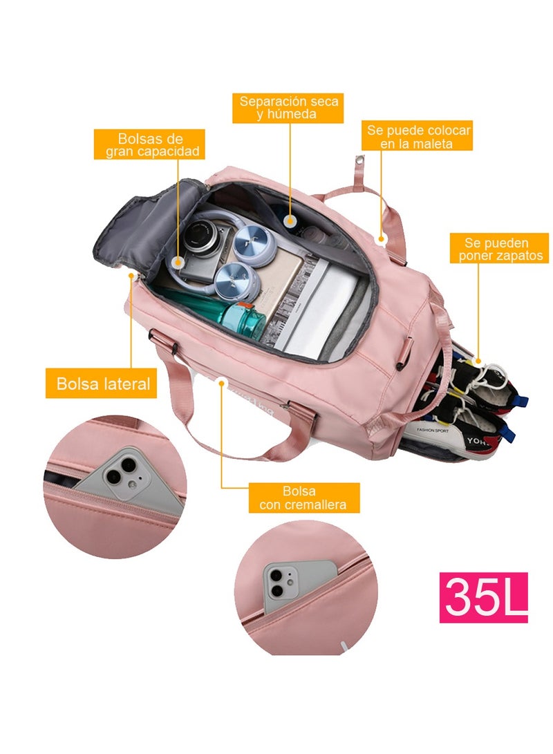 Aurrako Gym Bag Travel Bag For Man/Women,Duffle Sport Handbag for Travelling Large Capacity with Compartment and Wet Pocket Waterproof Handbag - Image 2