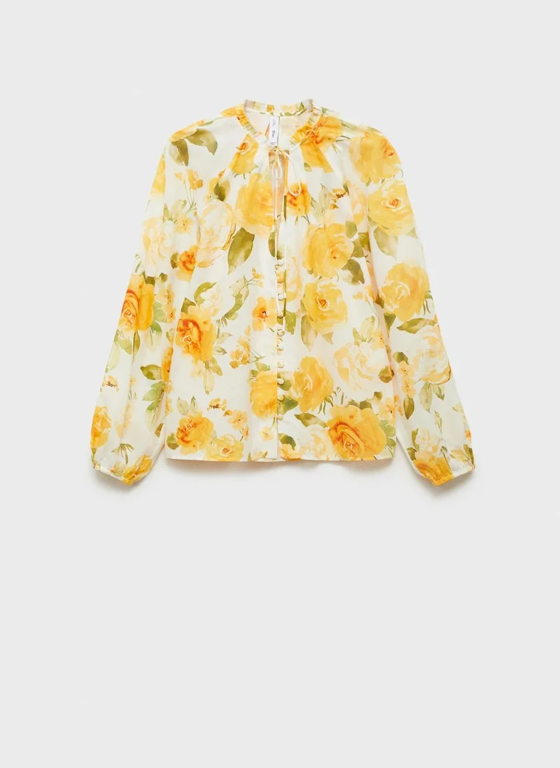 MANGO Floral Cotton Blouse