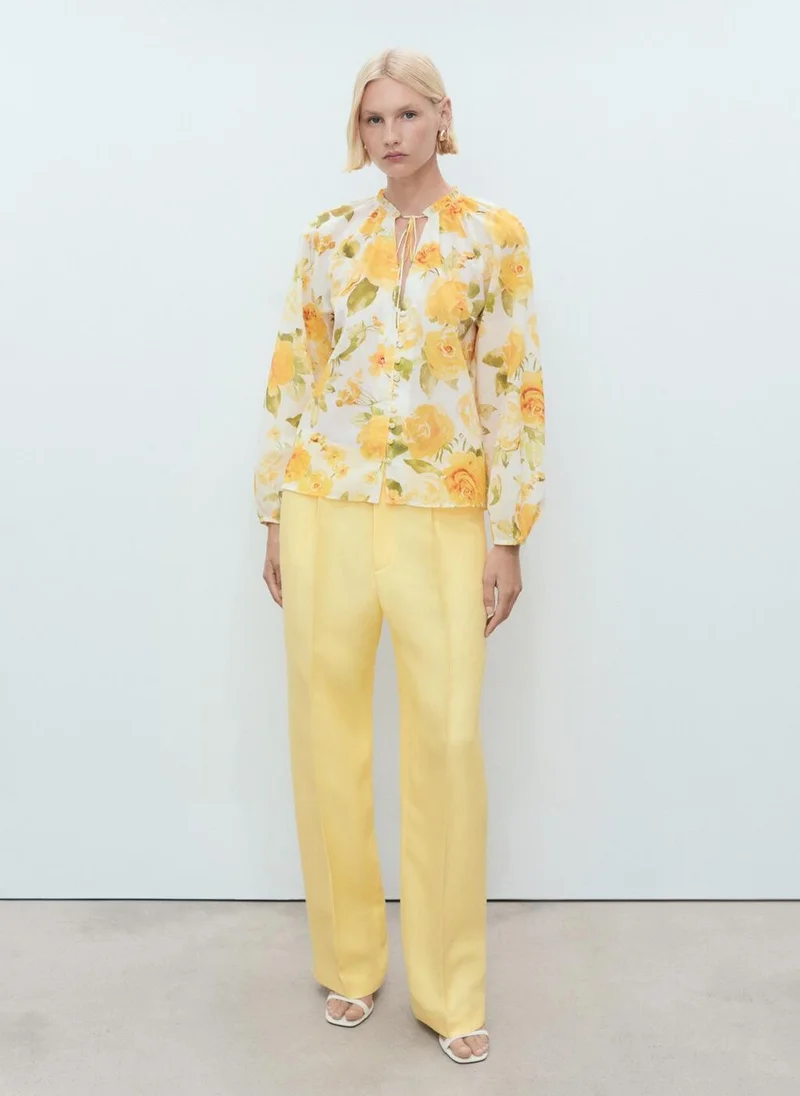 MANGO Floral Cotton Blouse
