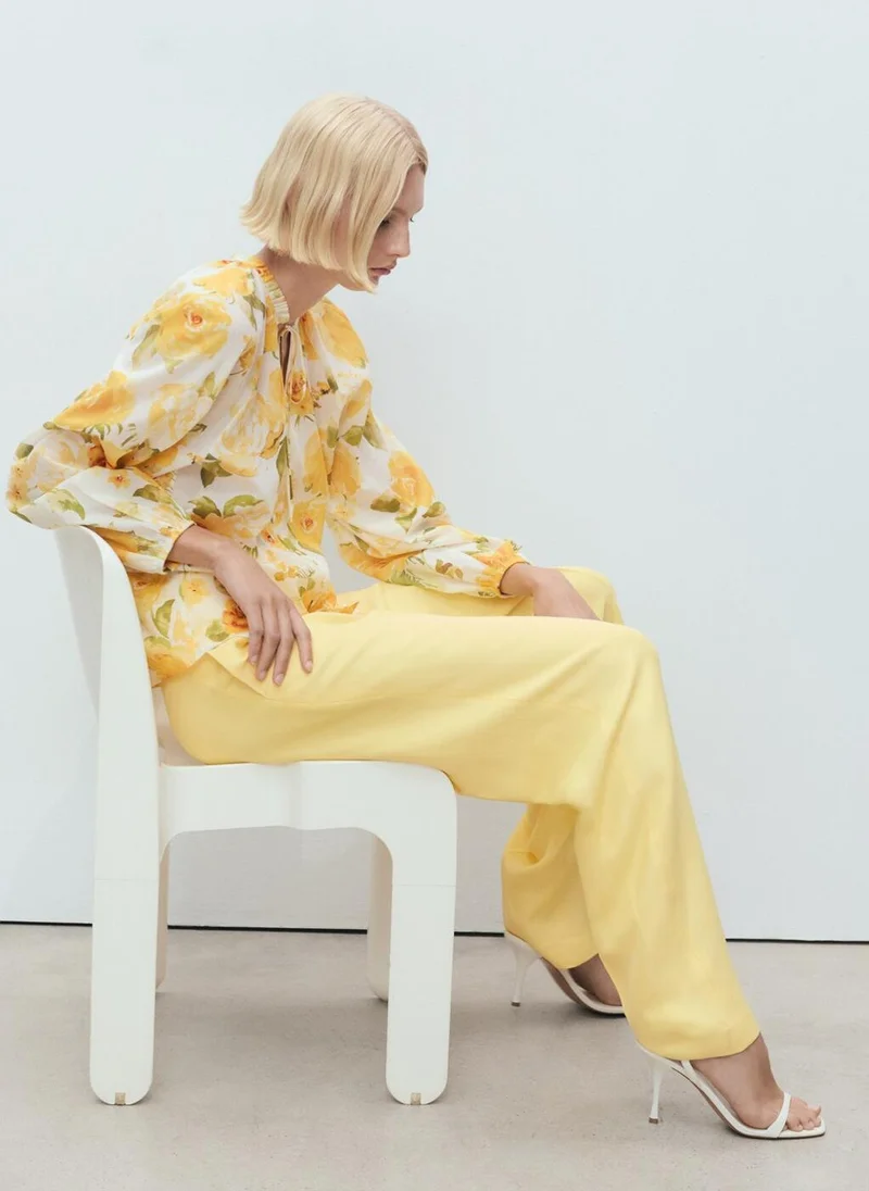 MANGO Floral Cotton Blouse