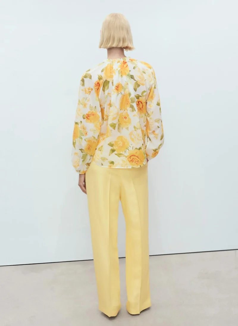 MANGO Floral Cotton Blouse