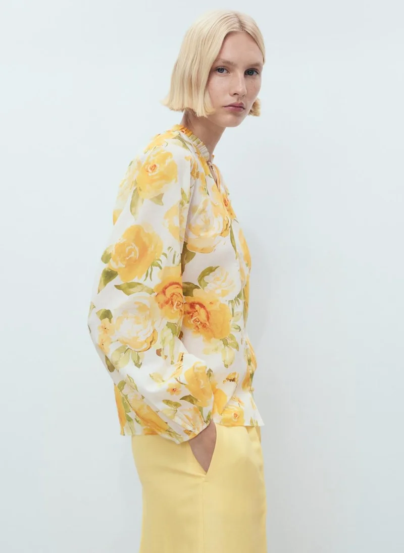 MANGO Floral Cotton Blouse