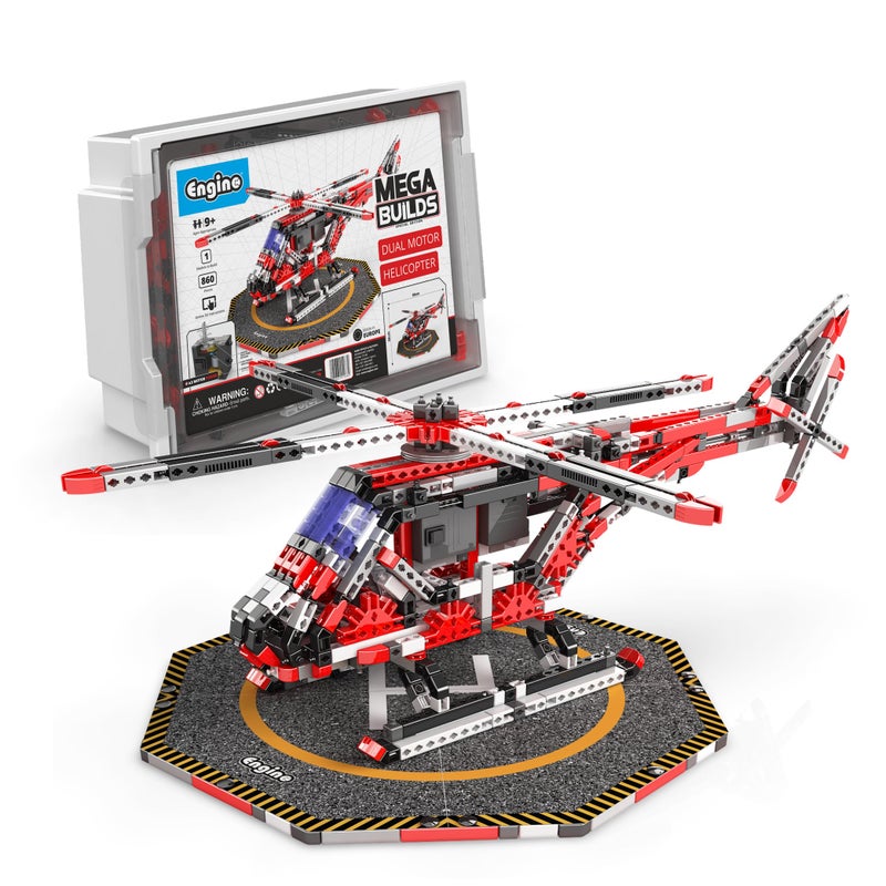 Engino MEGA Builds Dual Motor Helicopter Building Kit for Kids 9 Construction Toys STEM Project Engineering Toys STEM Kit with Motor Included Creative Fun Gift for Boys Girls - Image 3