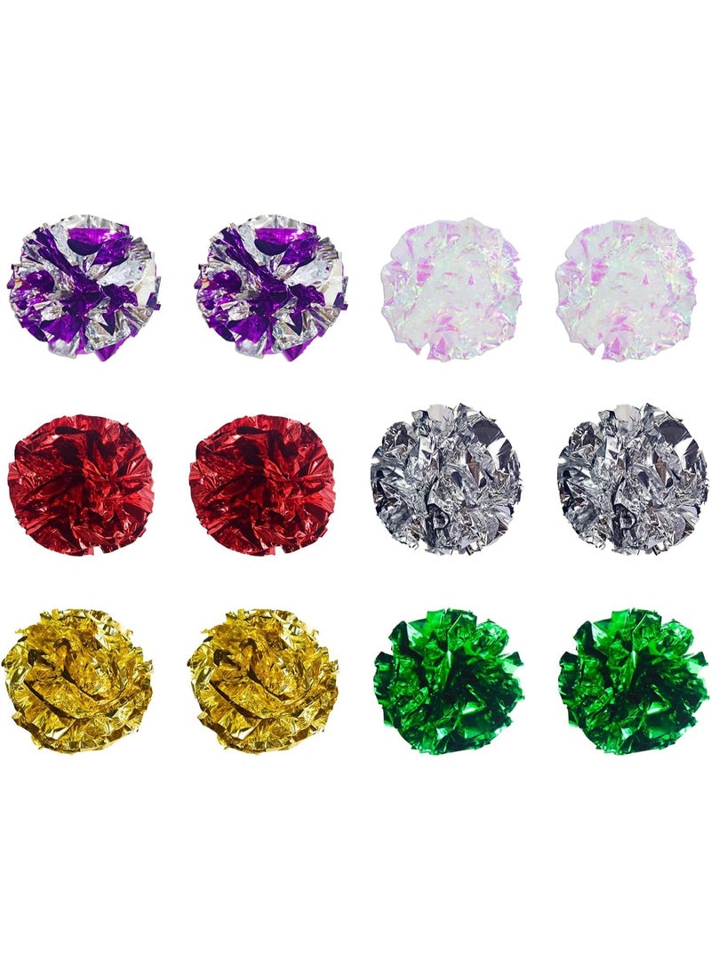 Cat Crinkle Balls, 2.36 Inches 6 Colors 12pcs Cat Balls Chew and Chase Cat Mylar Crinkle Balls Lightweight Cat Toys for Indoor Cats to Keep Fit and Active for Cat and Kitten(12pcs) - Image 1