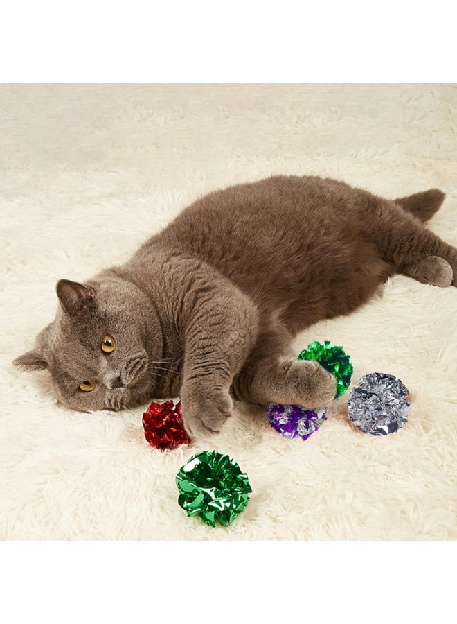 Cat Crinkle Balls, 2.36 Inches 6 Colors 12pcs Cat Balls Chew and Chase Cat Mylar Crinkle Balls Lightweight Cat Toys for Indoor Cats to Keep Fit and Active for Cat and Kitten(12pcs) - Image 5