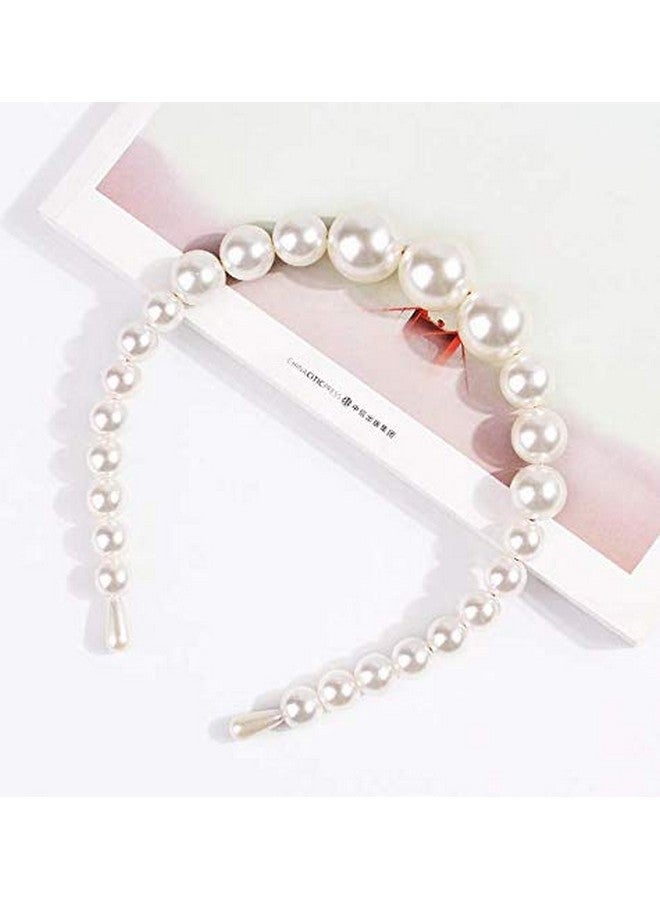 Aeyistry 1Pieces Pearls Headbands Elegant White Faux Pearl Pearl Headbands Hair Hoops Hair Accessories For Women And Girls  - Image 3