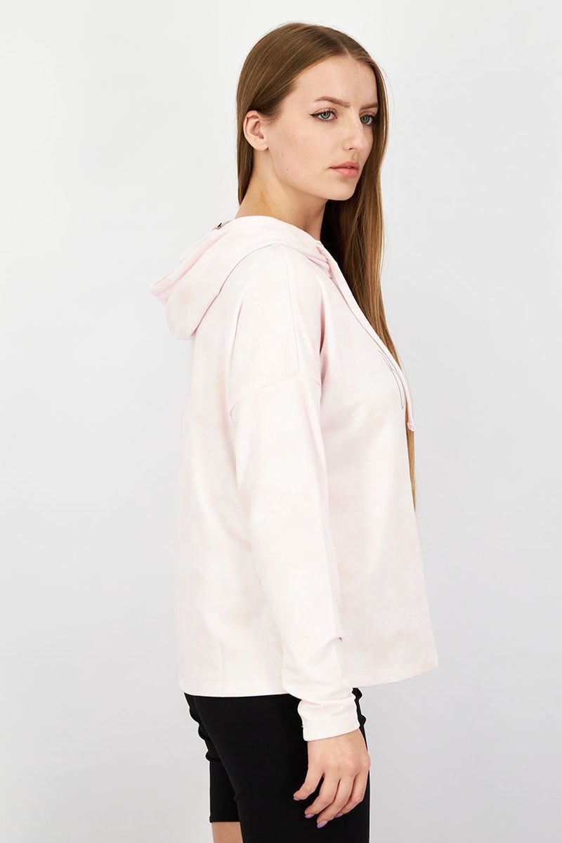 Rae Dunn Women Hooded Neck Graphic Tie,Dye Sweatshirt, Light Pink - Image 3