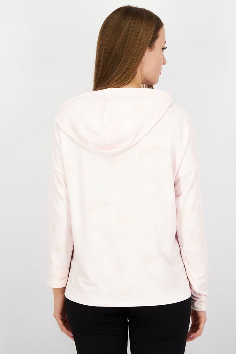 Rae Dunn Women Hooded Neck Graphic Tie,Dye Sweatshirt, Light Pink - Image 4