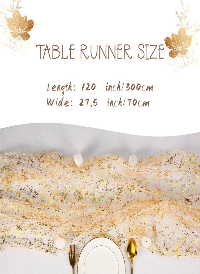 VZZNN 10 Packs Gold Table Runner - Glitter Metallic Foil Sheer Gauze 120 Inch 10FT, Wedding Party Home Decor for Dining Table, Anniversary, Birthday, Holiday Decorations - Image 4