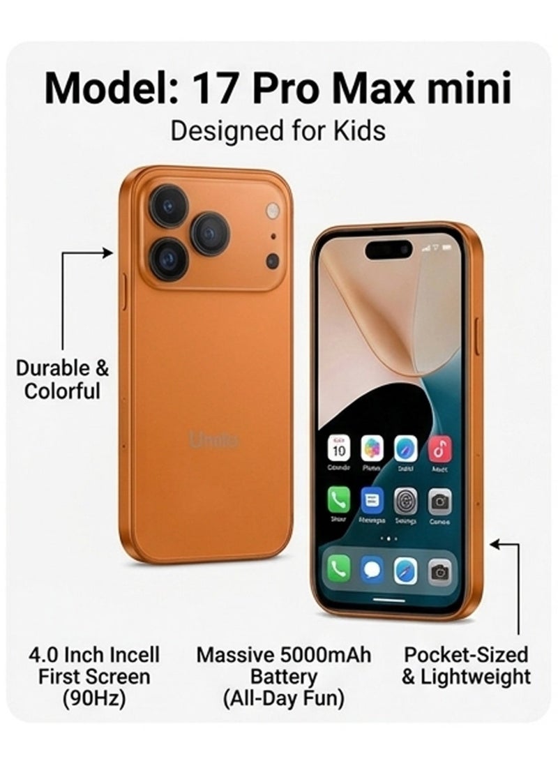 Umiio Mini Smartphone 4 Inch Incell Display Dual SIM 17 Pro Max Mini Umiio Android Cell Phone 18MP Triple Camera, Compact Small Size Android Mobile Phone For Kids & Adults - Image 5